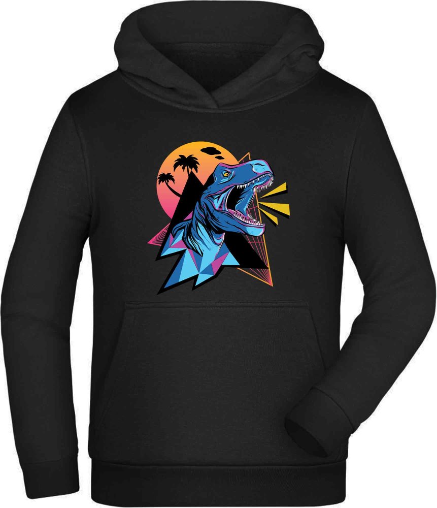 Hooded Sweatshirt Hoodie Kids - Neon T-Rex i98